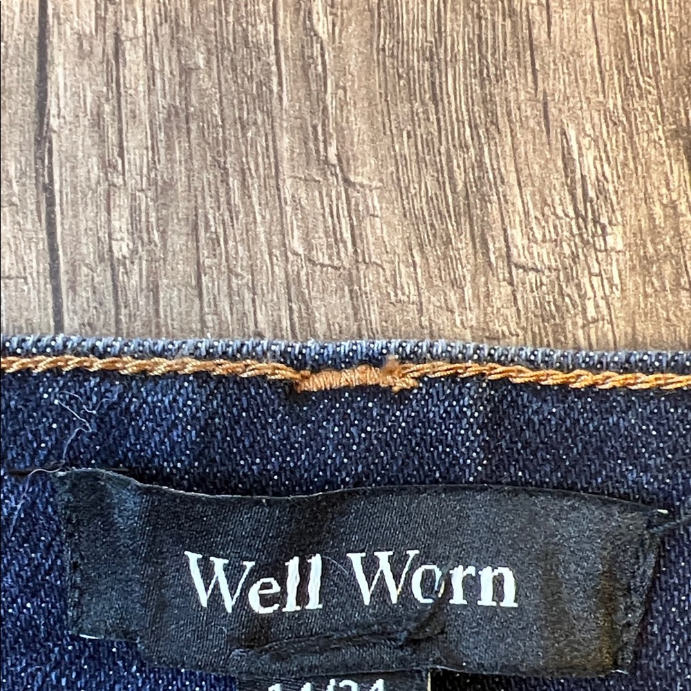 Well Worn Dark Blue High-Rise Wide Leg Jeans - Picture 7 of 9